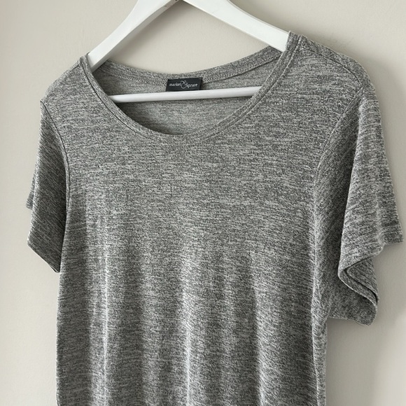 Market & Spruce Sam Hi-Lo Short Sleeve Tee Round Neck Light Weight Small Gray - Picture 2 of 7